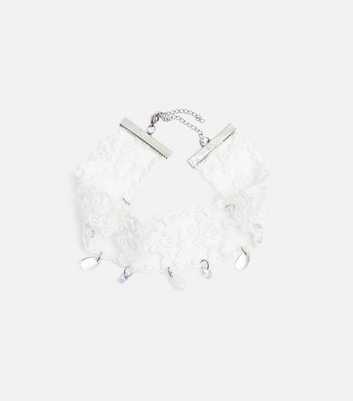 Public Desire Off White Embellished Lace Choker Necklace