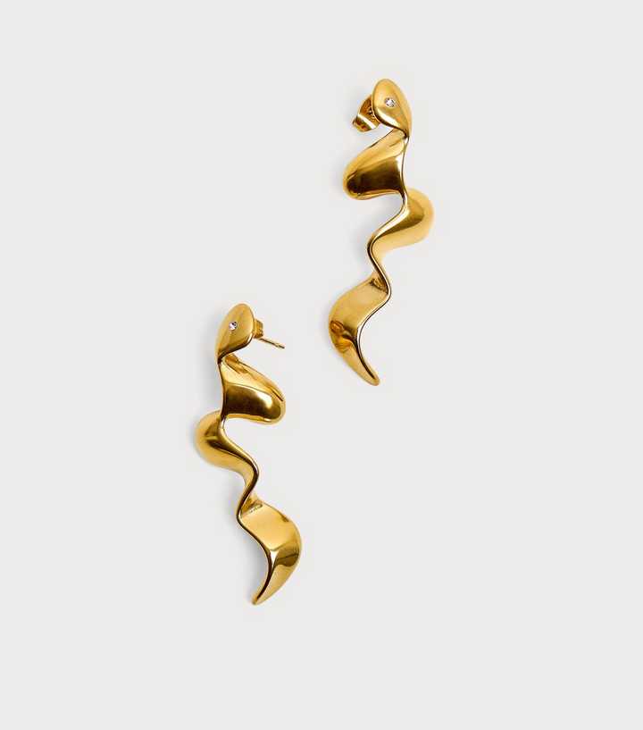 Public Desire Gold Tone Swirly Drop Earrings