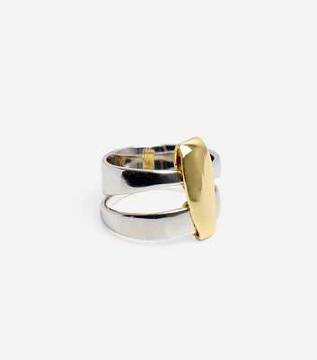 Public Desire Silver and Gold Tone Abstract Ring