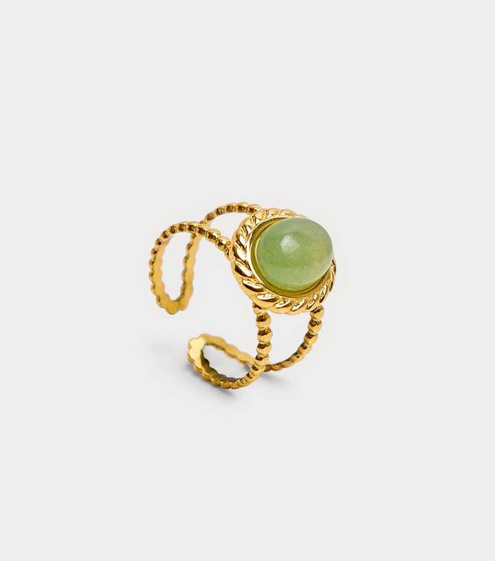 Public Desire Gold Tone Oval Stone Open Ring