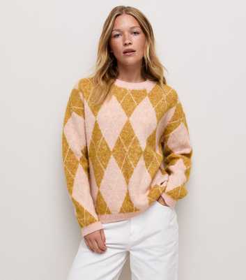 Pink Argyle Knit Jumper