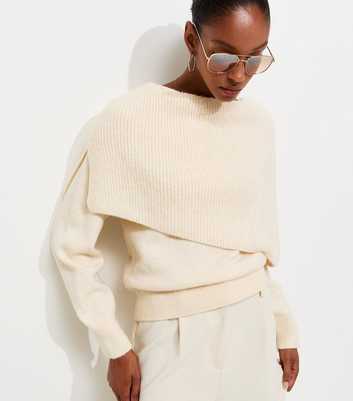 Cream Ribbed Cape Jumper