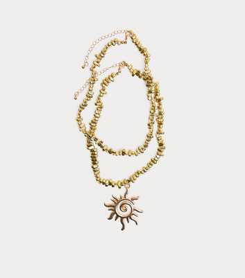 Public Desire Gold Tone 2 Layer Sunshine Pendant Necklace