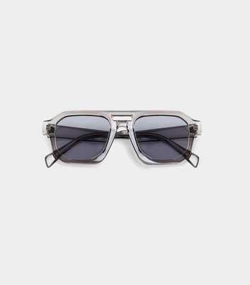Public Desire Grey Square Aviator Sunglasses