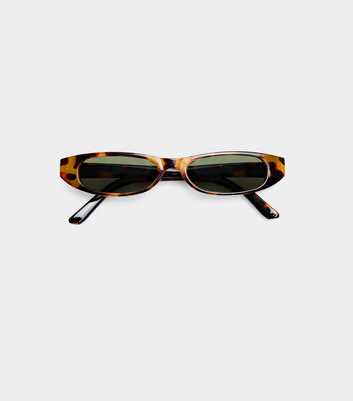 Public Desire Brown Tortoiseshell Effect Rectangle Sunglasses