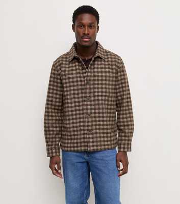 Brown Regular Fit Checked Overshirt