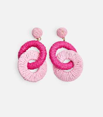Public Desire Dark Pink Woven Circle Drop Earrings