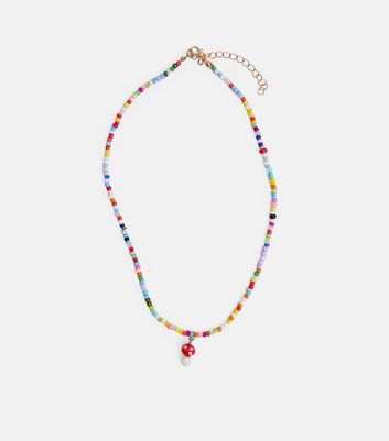Public Desire Multicoloured Beaded Mushroom Pendant Necklace
