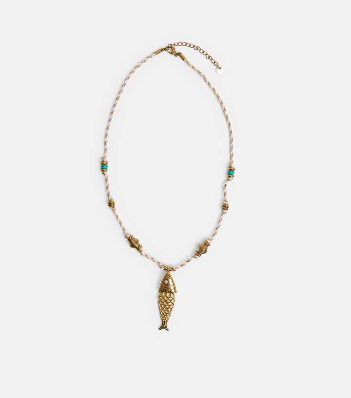 Public Desire Gold Tone Rope Fish Pendant Necklace