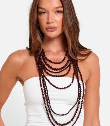 Public Desire Dark Brown Layered Bead Necklace