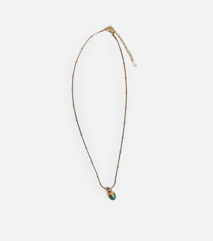 Public Desire Gold Tone Green Pendant Necklace