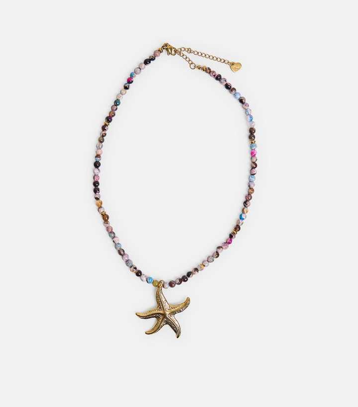 Public Desire Gold Tone Beaded Starfish Pendant Necklace