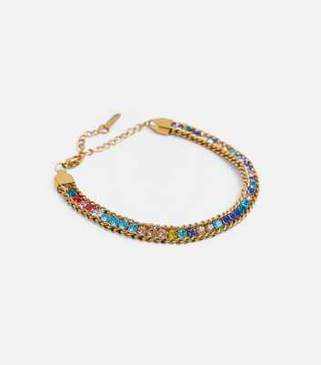 Public Desire Gold Tone Multicoloured Diamanté Bracelet
