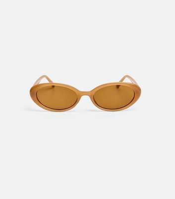 Public Desire Beige Clear Oval Sunglasses