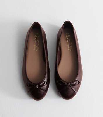 Extra Wide Dark Burgundy Faux Leather Ballet Flats