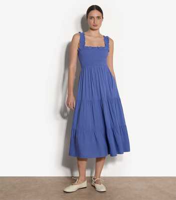Apricot Bright Purple Tiered Smock Midi Dress