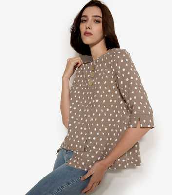 Apricot Light Brown Textured Dot Top