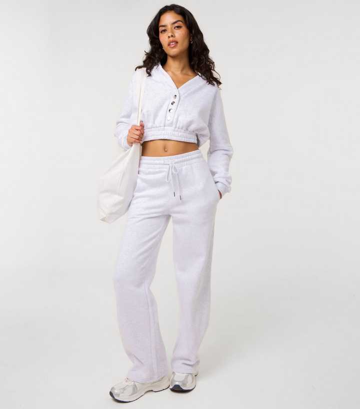 Pink Vanilla Light Grey Drawstring Straight Leg Joggers