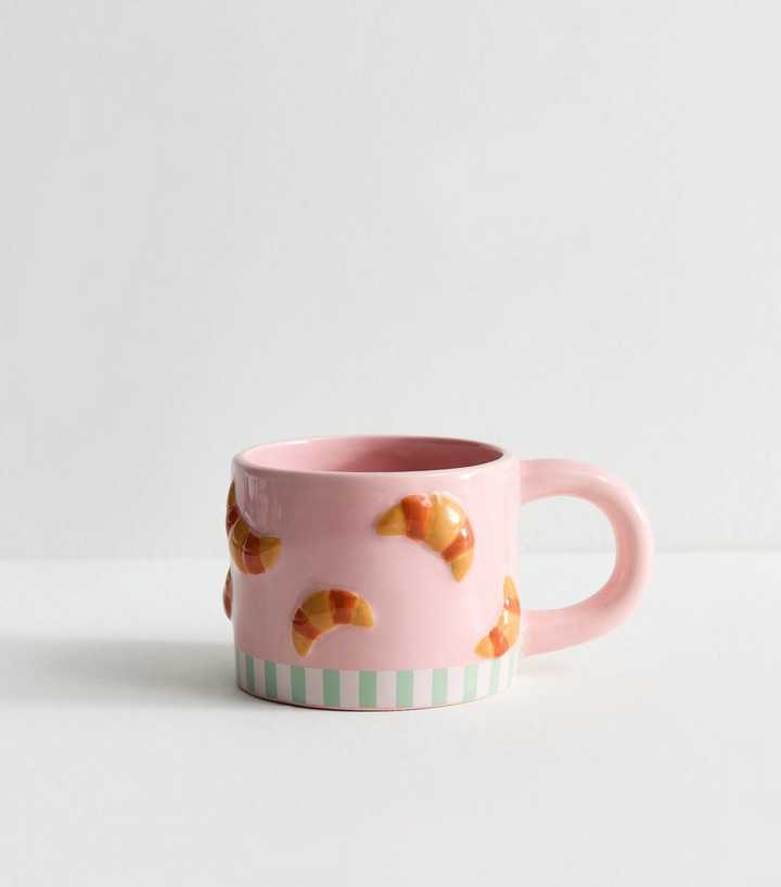 Pink Ceramic Croissant Mug 370ml