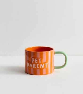 Orange Ceramic Striped Pet Parent Mug 370ml