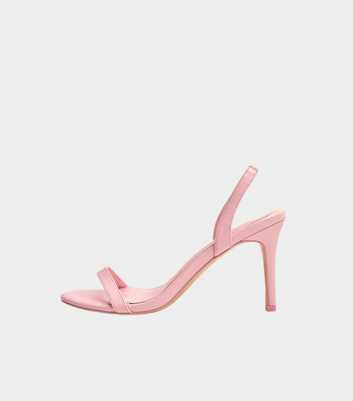 Public Desire Light Pink Wide Fit Round Toe Slingback Stiletto Sandals