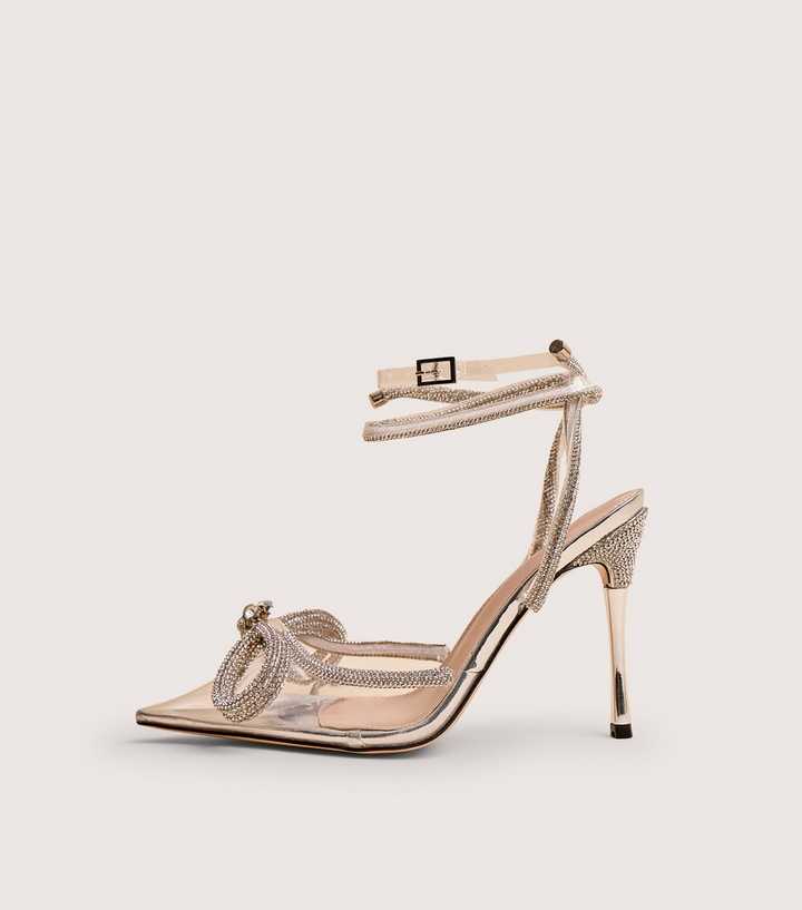 Public Desire White Midnight Wide Fit Faux Leather Diamante Strap Sandals
