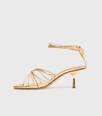 Public Desire Gold Nora Faux Leather Lace Up Strappy Sandals