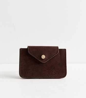 Dark Brown Faux Suede Cardholder