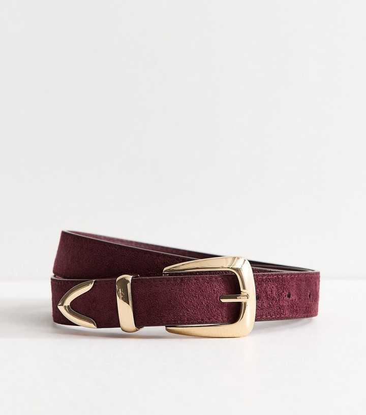 Dark Burgundy Faux Suede Pointed Tip Belt