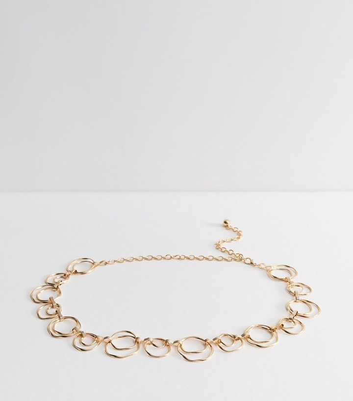 Gold Tone Twisted Circle Chain Belt