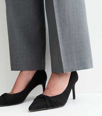 Black Faux Suede Twist Front Court Shoes