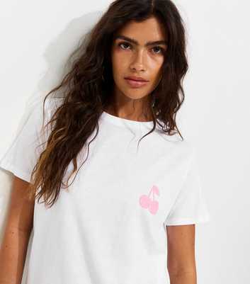 White Cherry Print T-Shirt