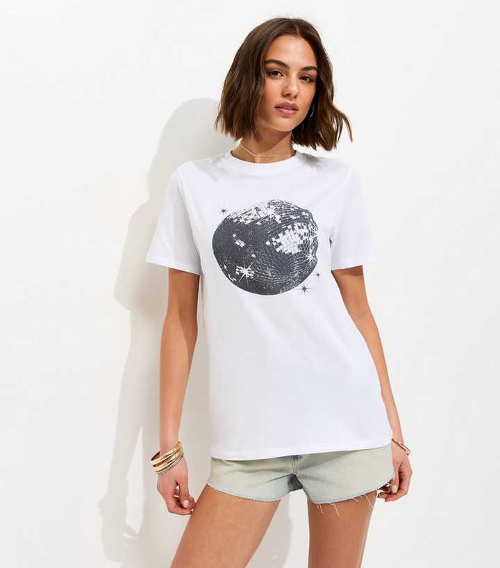 White Disco Print T-Shirt