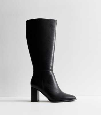 Black Faux Leather Side Zip Tall Boots