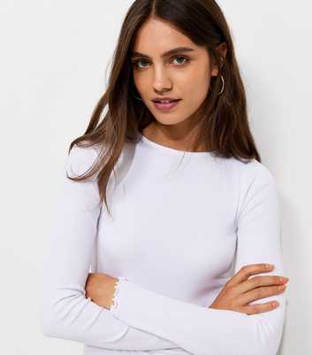 White Cotton Rich Babylock Slash Neck Long Sleeve Top