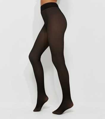 Black Sheer Look Fleece Tights