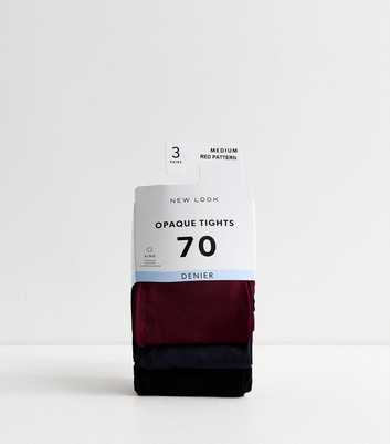 Pack of 3 Red 70 Denier Opaque Tights