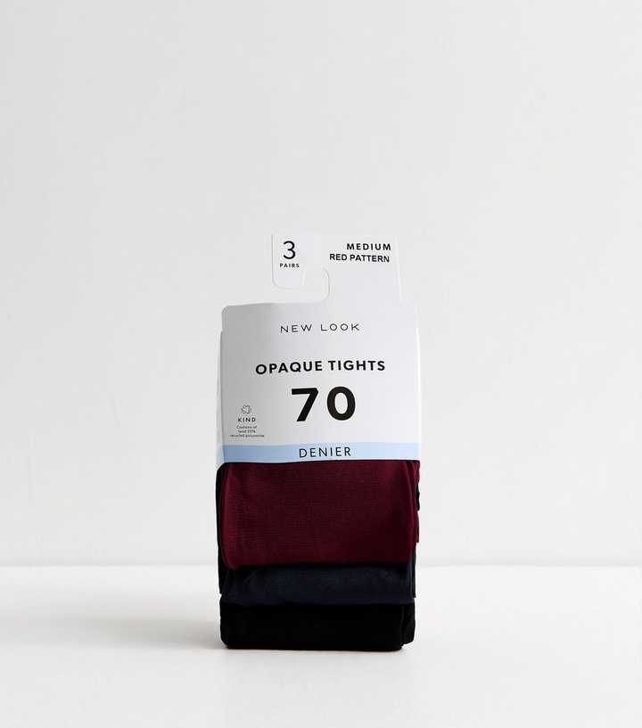 Pack of 3 Red 70 Denier Opaque Tights