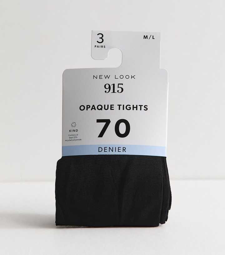Girls Pack of 3 Black 70 Denier Opaque Tights