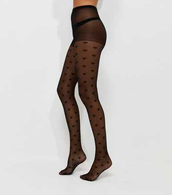Black Heart Pattern Tights