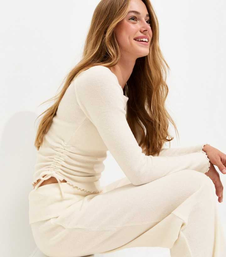 Girls Off White Soft Touch Asymmetric Bardot Top