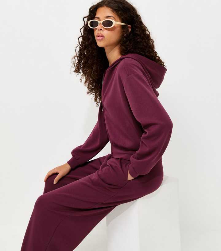 Girls Dark Burgundy Soft Touch Zip Front Hoodie