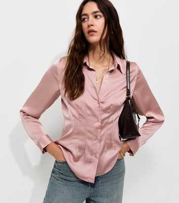 Pink Satin Pleated Waist Shirt