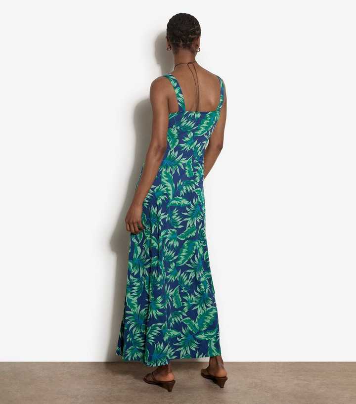 dark green work dress Ciela Green Tropical Lace Trim Button Maxi Dress main image 0