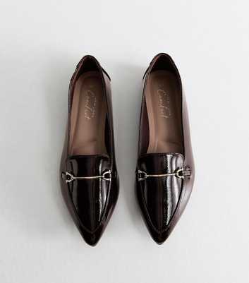 Dark Burgundy Patent Faux Leather Pointed Loafers