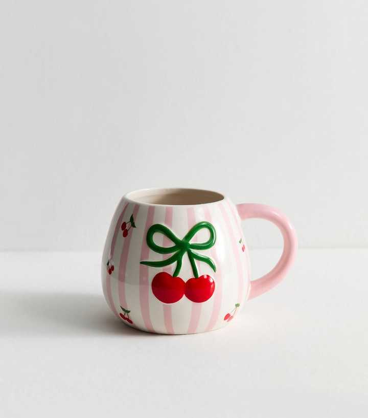 Pink Ceramic Cherry Mug 400ml