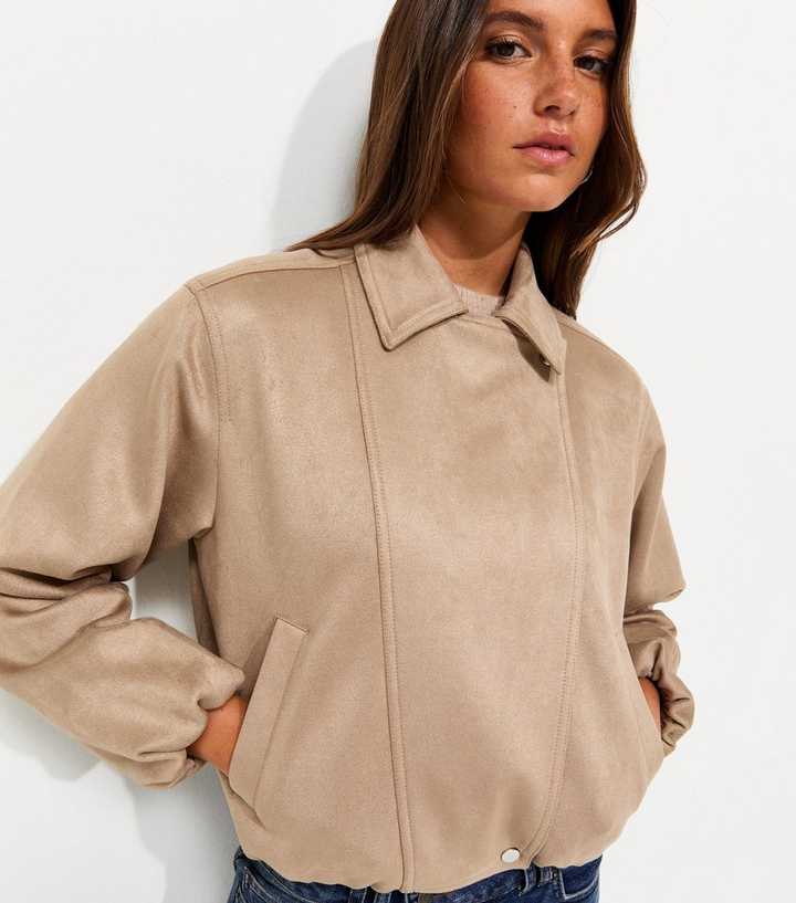 Stone Faux Suede Bubble Hem Jacket
