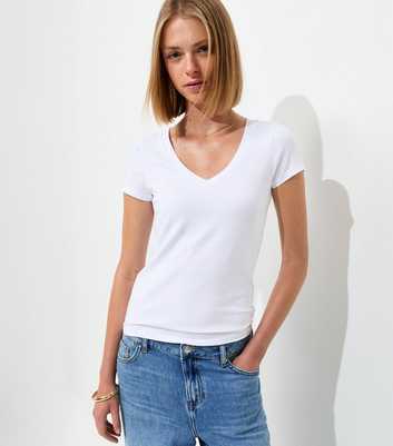 White Cotton Rich V-Neck T-Shirt
