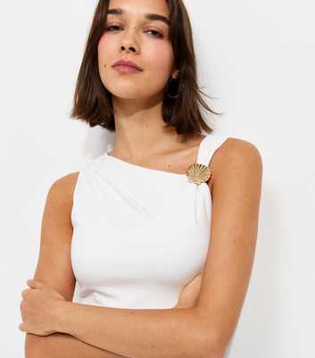 Off White Jersey Shell Charm Tank Top