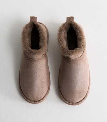 Light Brown Faux Suede Low Boot Slippers